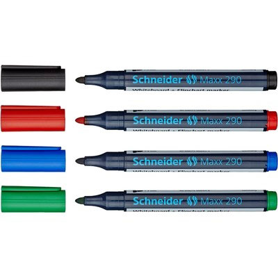 Набор маркеров универсальных для досок и флипчартов Schneider S290 cap off, 2 мм, 4 шт.