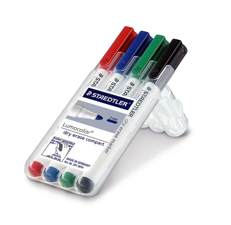 Маркер для магнитно-маркерных досок Lumocolor Compact 1-2мм, набор 4цв,Staedtler